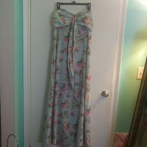 Light Blue and Pink Maxi Dress